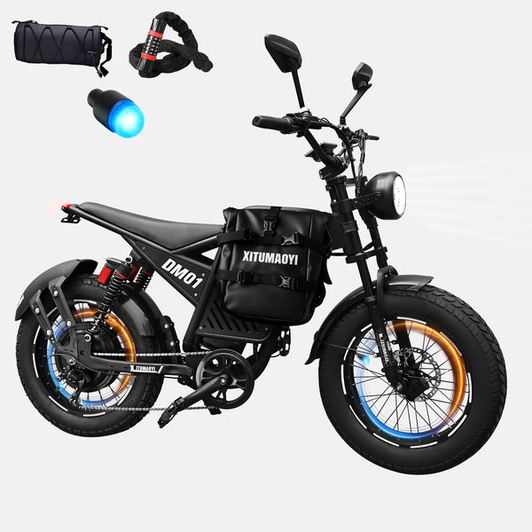 Xitumaoyi Electric Dirt Bike for Adults 3000W Peak E-Motorcycle 52MPH Fast Ebike 1800Wh(30Ah) Moped-Style-Ebike 20"×4.0 Fat Tire Electric Bike for Off-Road Mountain Commuting